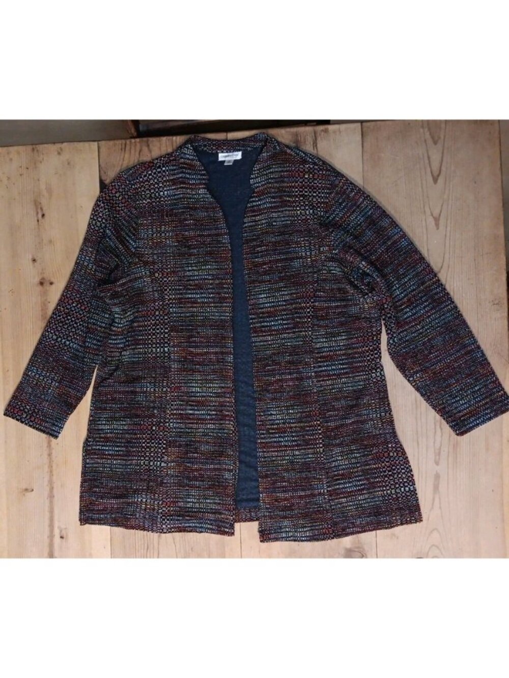 Vtg Coldwater Creek Womens Plus 2X Cardigan Duster Open Front Colorful Artsy
